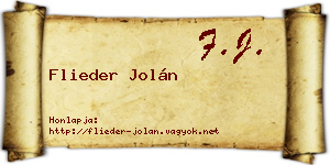 Flieder Jolán névjegykártya